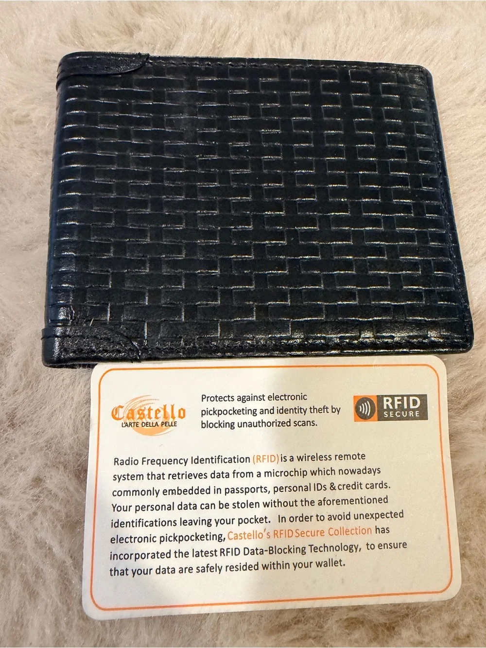 Castello Leather Black Card Sleeve Wallet
